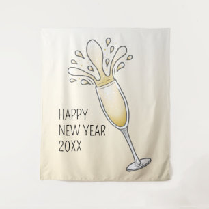 Happy New Year Champagne Glass Tapestry