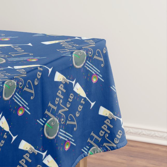 Happy New Year - Champagne Glasses and Clock Tablecloth (In Situ)