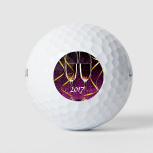 Happy New Year Champagne Glasses Golf Balls