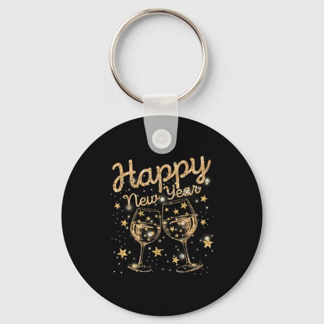 Happy New Year Champagne New Years Men Women  Keychain (Front)