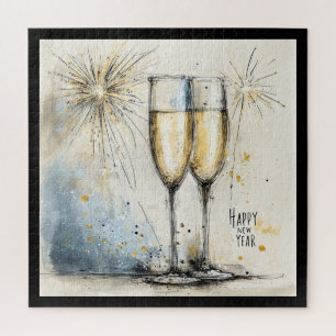 Happy New Year Champagne Toast Jigsaw Puzzle