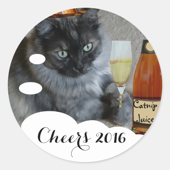Happy New Year (chat) autocollant de RoseWrites (Devant)