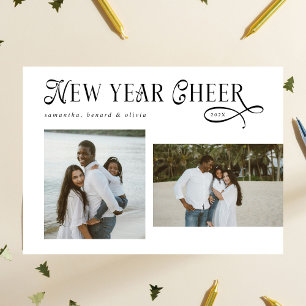 Happy New Year Cheer Modern Family Photo Collage Holiday Card