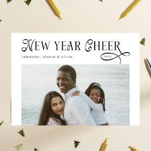 Happy New Year Cheer Modern Family  Photo Collage Holiday Card