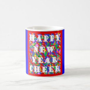 Happy New Year Cheer seasonal design bright colour Coffee Mug