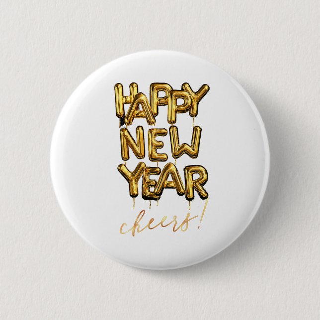 Happy New Year Cheers 2 Inch Round Button (Front)