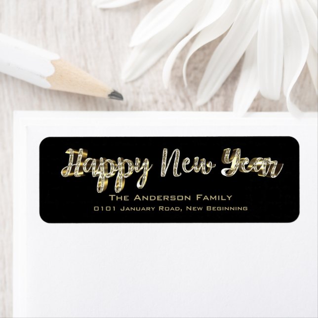 Happy New Year Chic Black and Gold Script (Insitu)