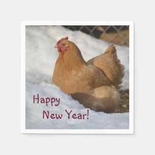 Happy New Year Chicken Paper Napkin