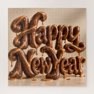 Happy New Year Chocolate Caramel Jigsaw Puzzle