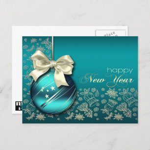 Happy New Year. Christmas Bauble Holiday Postcard
