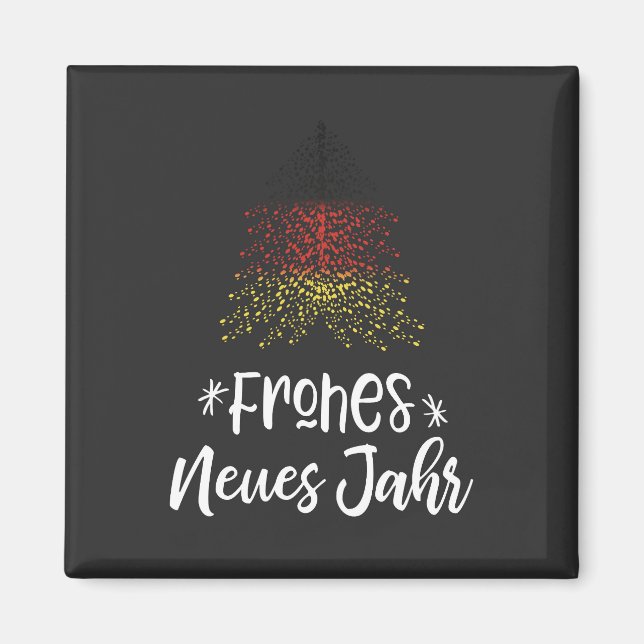 Happy New Year Christmas tree with German flag Magnet (Front)