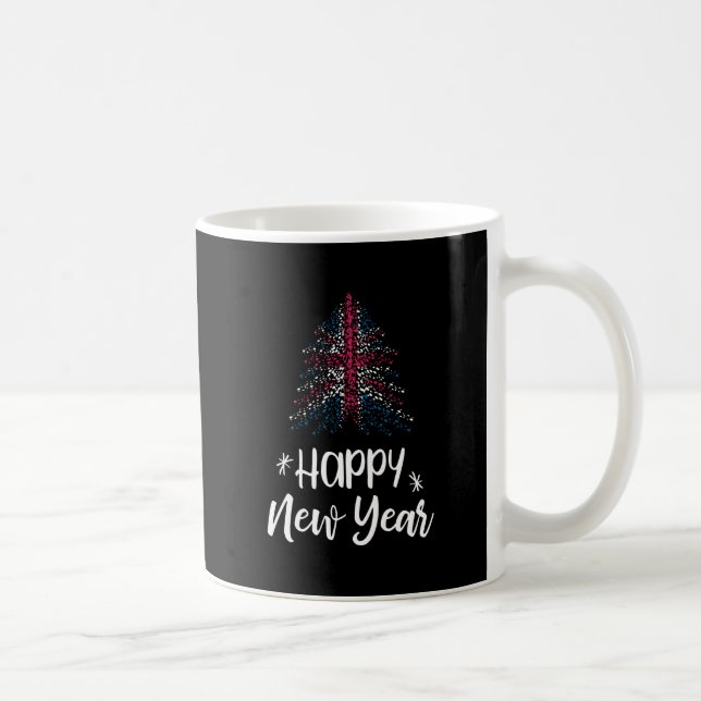 Happy New Year Christmas tree with UK flag Coffee Mug (Right)