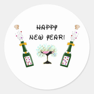 Happy New Year Classic Round Sticker