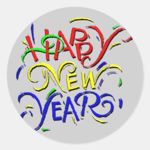 Happy New Year Classic Round Sticker