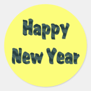happy new year classic round sticker