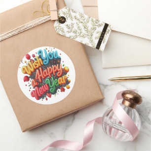 Happy New Year Classic Round Sticker