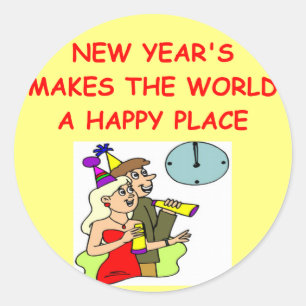happy new year classic round sticker