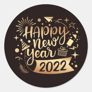 Happy New Year Classic Round Sticker