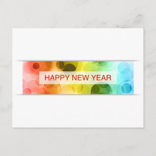 happy new year (colourful bokeh) holiday postcard