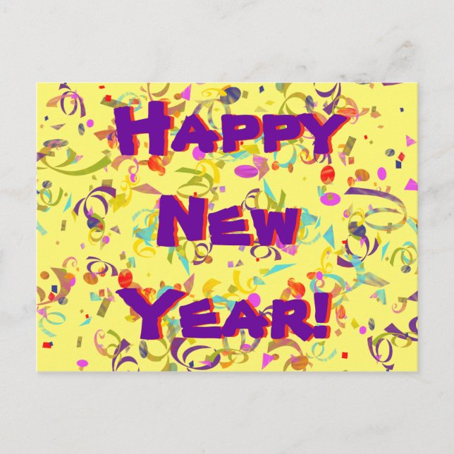 Happy New Year Colourful Confetti All Occasion Postcard (Front)