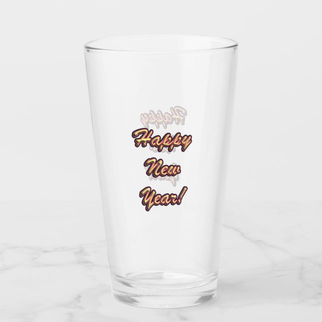 Happy New Year Colourful Glass (Front)