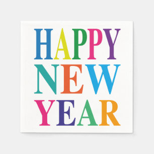 Happy New Year Colourful Text Napkin