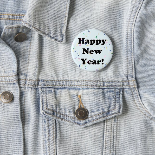 Happy New Year! Confetti 2 Inch Round Button (In Situ)