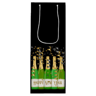 Happy New Year Confetti Bottles Celebration Fun Wine Gift Bag