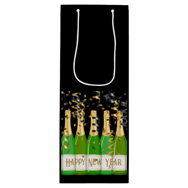 Happy New Year Confetti Bottles Celebration Fun  Wine Gift Bag (Front)