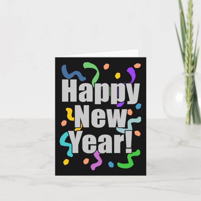 Happy New Year Confetti Design Holiday Card (Front)
