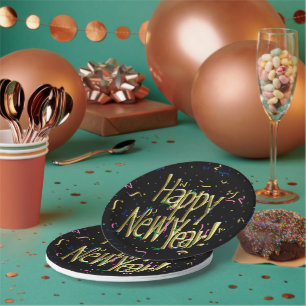Happy New Year Confetti New Years Paper Plate