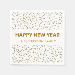 Happy New Year Confetti Paper Napkin
