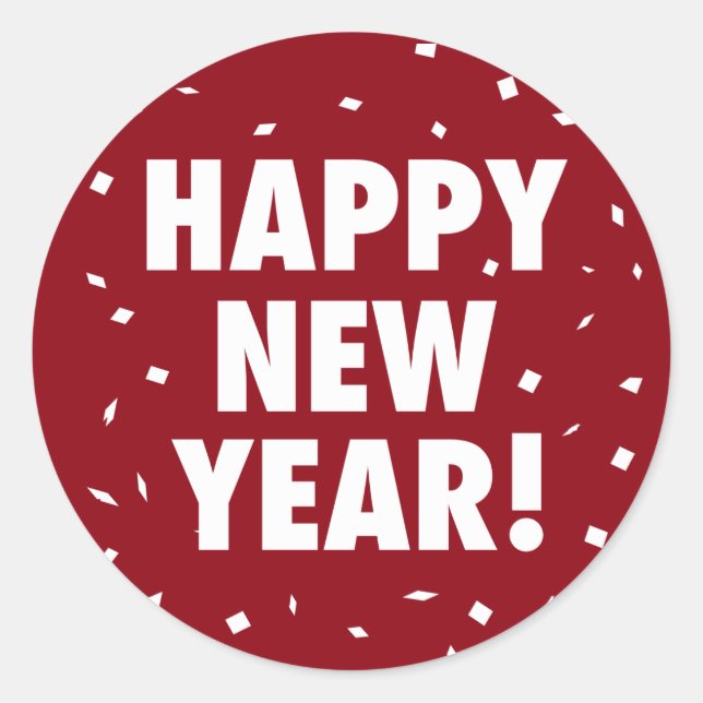 Happy New Year Confetti Sticker (Front)