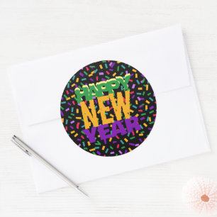 happy NEW year confetty  Classic Round Sticker