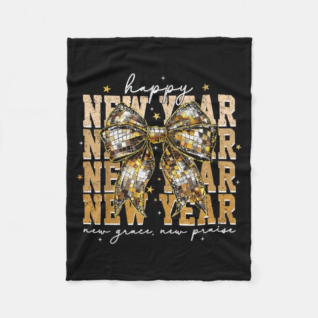 Happy New Year Coquette Bow New Year New Grace New Fleece Blanket (Front)
