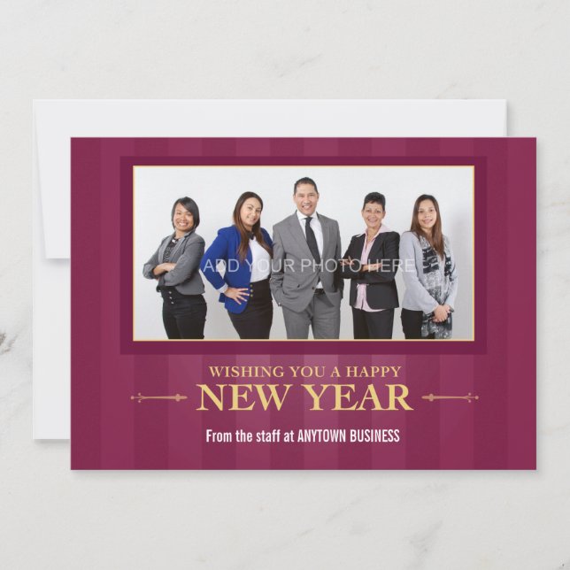 Happy New Year Corporate Photo Greeting Holiday Card (Front)