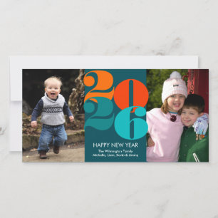 Happy new year count down navy funky greeting holiday card