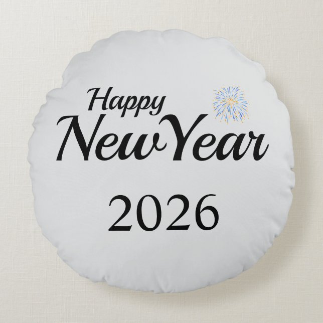 Happy New Year Custom Present Round Pillow (Front)