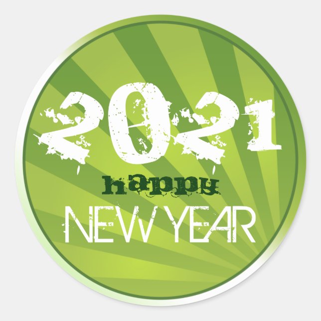 Happy New Year Customizable Classic Round Sticker (Front)