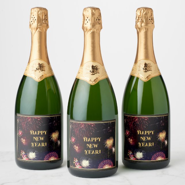 Happy New Year (customizable)  Sparkling Wine Label (Bottles)