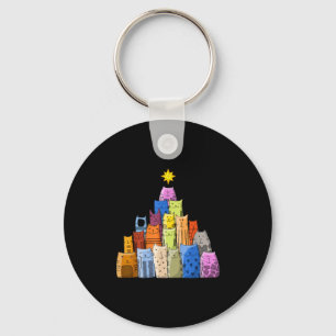 Happy New Year, Cute Funny Christmas Cats Decorati Keychain