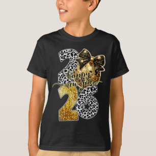 Happy New Year Cute Gold Disco Ball Bow New Year's T-Shirt