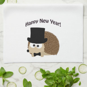 Happy New Year! Dapper Hedgehog Kitchen Towel
