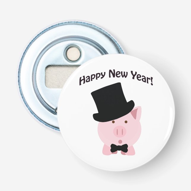 Happy New Year! Dapper Pig Bottle Opener (Front)