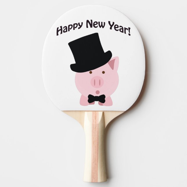 Happy New Year! Dapper Pig Ping Pong Paddle (Front)
