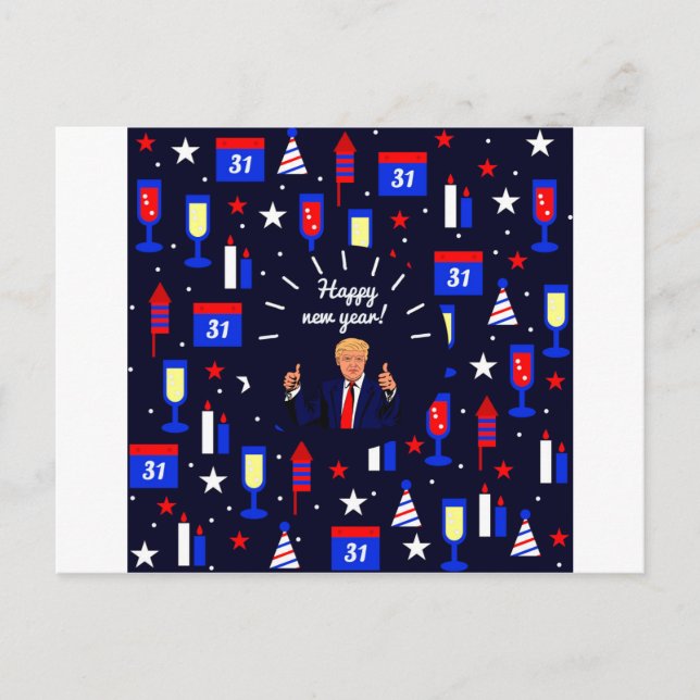happy new year donald trump holiday postcard (Front)
