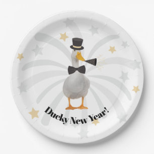 Happy New Year Duck Paper Plate