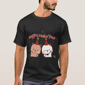 Happy New Year Dudu Bear And Bubu Panda  T-Shirt