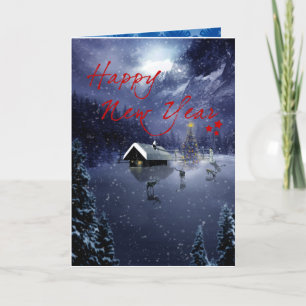 Happy New Year Elegant Christmas Decorations Holiday Card