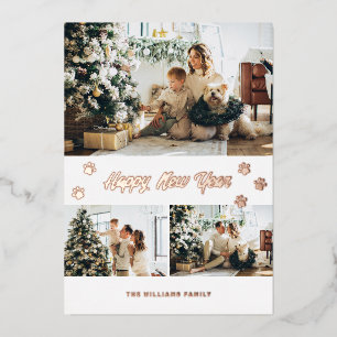 Happy New Year Elegant Rose Gold Photo Foil Holiday Card